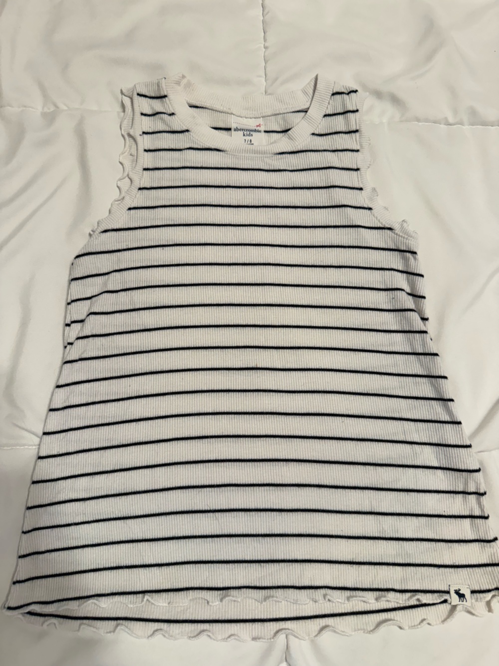 Abercrombie & Fitch White Ribbed Tank with Black Stripes